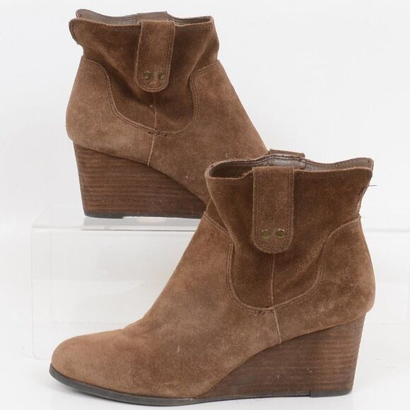Lucky Brand Shoes - Lucky Brand Gennee Suede Wedge Pull On Ankle Booties Size 7
